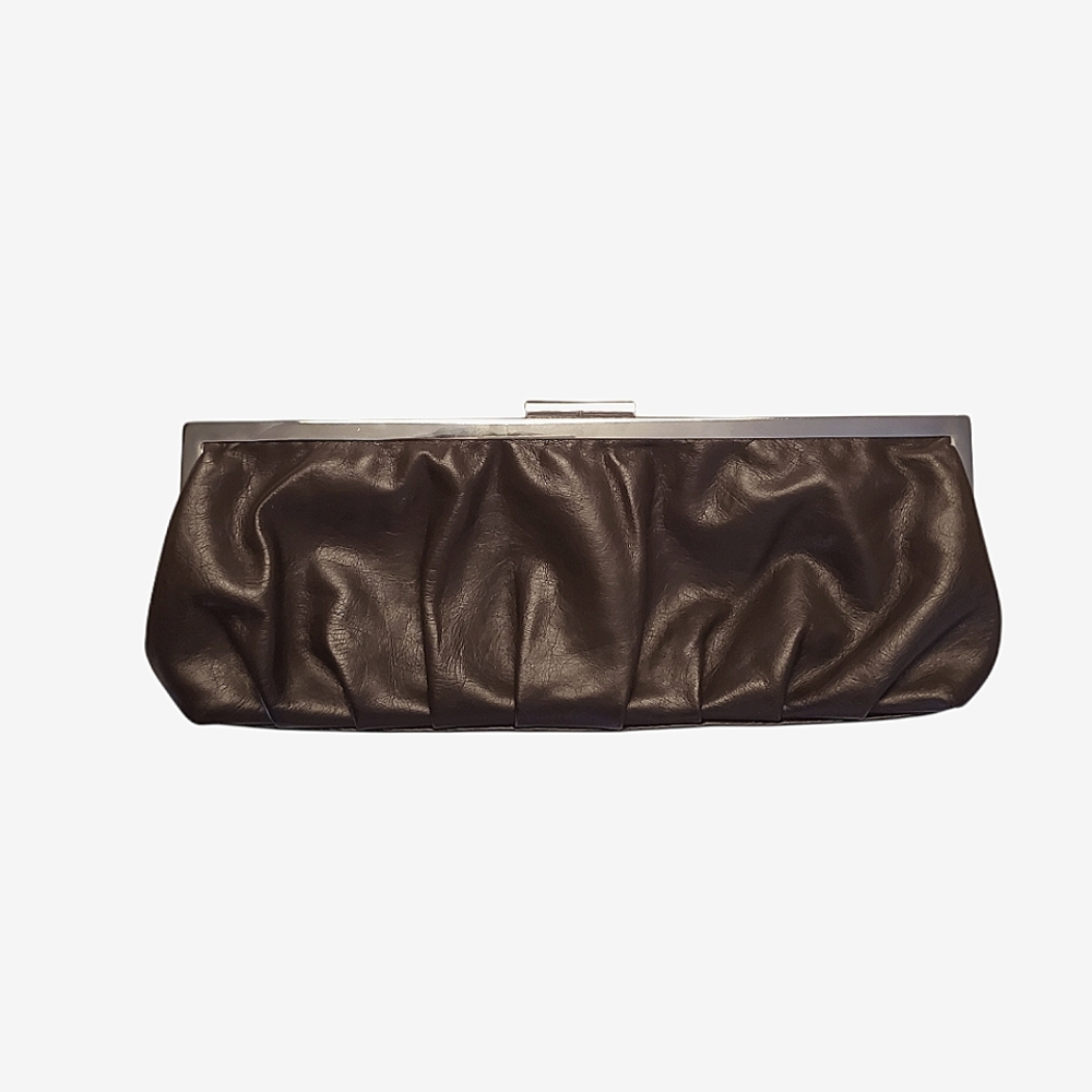 Chocolate Brown Faux Leather Panoramic Clutch
